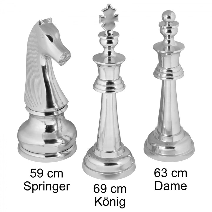 70 cm Schachfigur aus poliertem Aluminium_ Silberfarben - Stilvolle Dekoration - KADIMA DESIGN_Größe_ 22x22x70 cm_
