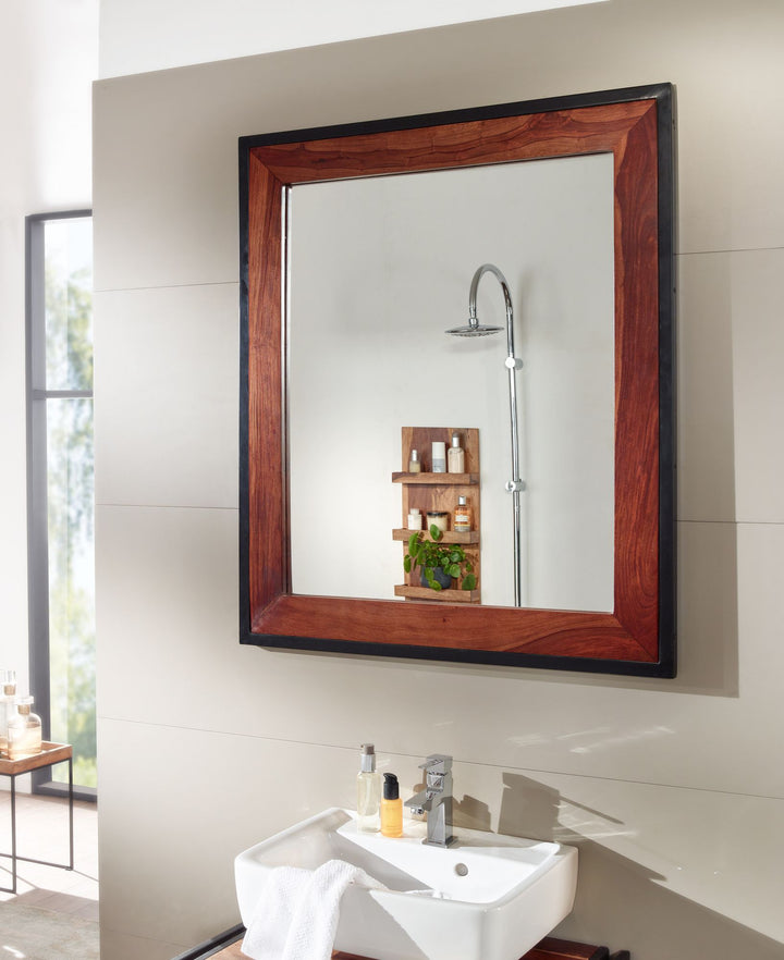 KADIMA DESIGN Großer Badezimmerspiegel aus Sheesham Massivholz - Natürlicher Stil und schöne Maserung_Braun_#sku_BARWL6.653#