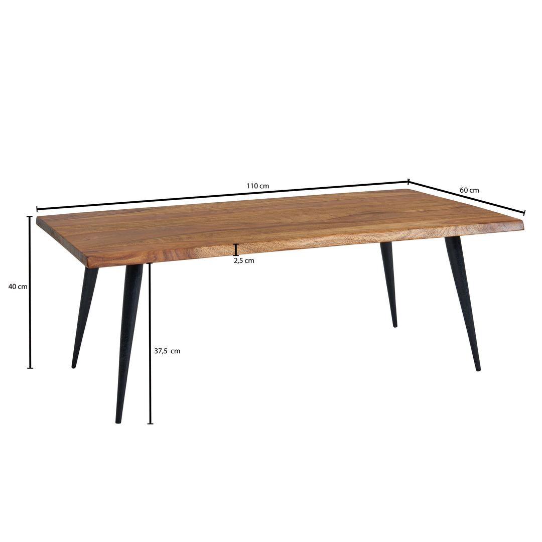Sheesham Couchtisch_ Massivholz_ Baumkante_ Metallgestell_ 110x60x40 cm_ Handgefertigt mit Schutzlack - KADIMA DESIGN_Größe_ 110x60x40 cm_
