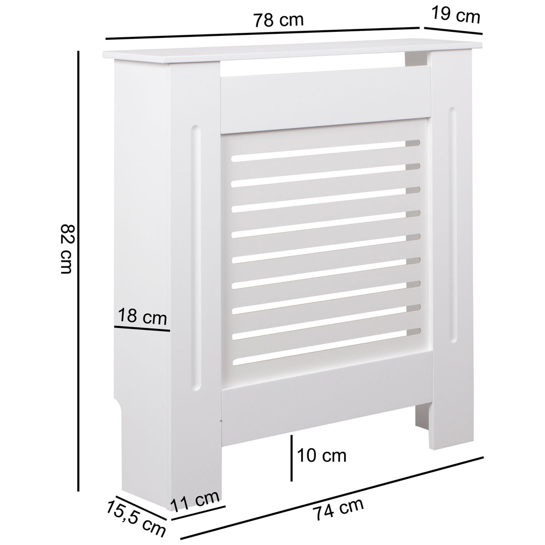 Moderne Heizkörperverkleidung mit Lamellenoptik aus wärmebeständigem MDF_ Weiß - KADIMA DESIGN_Größe_ 78x19x82 cm_