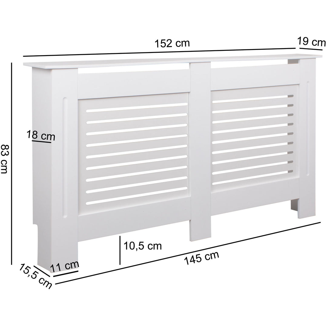 Moderne Heizkörperabdeckung mit Lamellenmuster_ Elegante Lösung zur Verbesserung der Raumgestaltung_ Weiß - KADIMA DESIGN_Größe_ 152x19x83 cm_