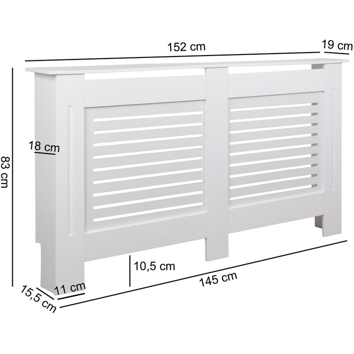 Moderne Heizkörperabdeckung mit Lamellenmuster_ Elegante Lösung zur Verbesserung der Raumgestaltung_ Weiß - KADIMA DESIGN_Größe_ 152x19x83 cm_