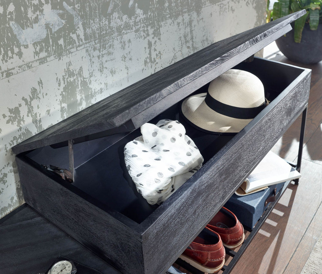 Industrial Garderoben-Set_ Mango Massivholz_ Wandgarderobe_ Sitzbank_ Regal - KADIMA DESIGN_Größe_ 110x37x70 cm_