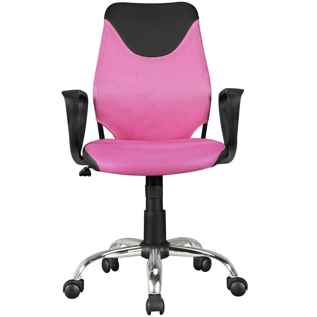 Jugenddrehstuhl DAVOS Nylon_ ergonomisch_ höhenverstellbar_ in Limette/Schwarz_ Blau/Schwarz_ Pink/Schwarz - KADIMA DESIGN_Farbe_ Rosa_ Größe_ 60x60x101 cm_
