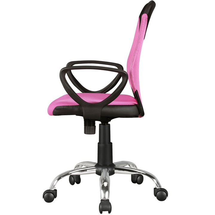 Jugenddrehstuhl DAVOS Nylon_ ergonomisch_ höhenverstellbar_ in Limette/Schwarz_ Blau/Schwarz_ Pink/Schwarz - KADIMA DESIGN_Farbe_ Rosa_ Größe_ 60x60x101 cm_