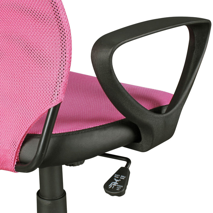 Jugenddrehstuhl DAVOS Nylon_ ergonomisch_ höhenverstellbar_ in Limette/Schwarz_ Blau/Schwarz_ Pink/Schwarz - KADIMA DESIGN_Farbe_ Rosa_ Größe_ 60x60x101 cm_