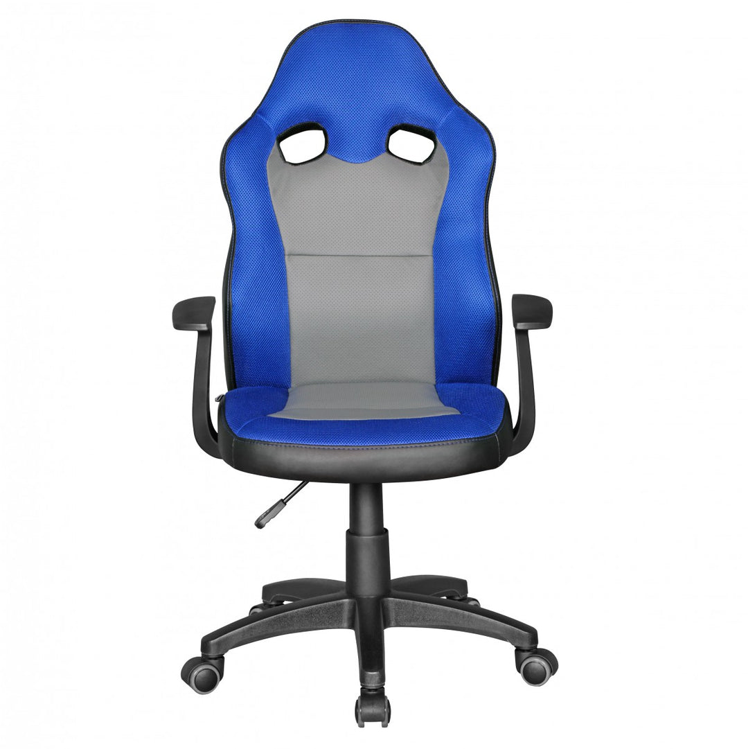 Kinderdrehstuhl FAST_ ergonomisch_ höhenverstellbar_ Racing-Design_ Mesh- und Kunstlederbezug - KADIMA DESIGN_Farbe_ Blau_ Größe_ 60x60x112 cm_