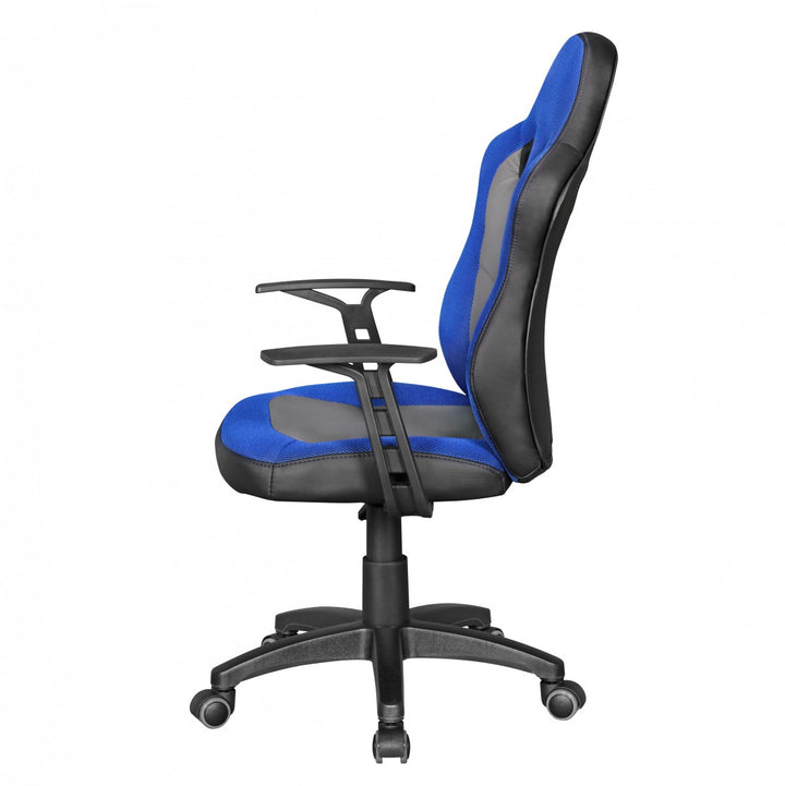 Kinderdrehstuhl FAST_ ergonomisch_ höhenverstellbar_ Racing-Design_ Mesh- und Kunstlederbezug - KADIMA DESIGN_Farbe_ Blau_ Größe_ 60x60x112 cm_