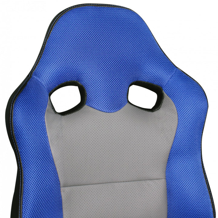 Kinderdrehstuhl FAST_ ergonomisch_ höhenverstellbar_ Racing-Design_ Mesh- und Kunstlederbezug - KADIMA DESIGN_Farbe_ Blau_ Größe_ 60x60x112 cm_