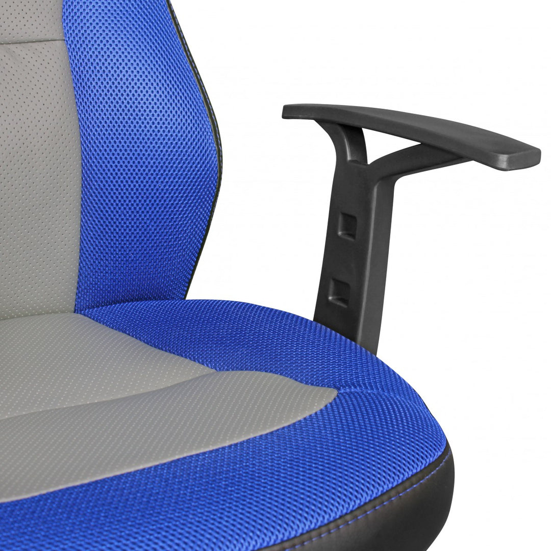 Kinderdrehstuhl FAST_ ergonomisch_ höhenverstellbar_ Racing-Design_ Mesh- und Kunstlederbezug - KADIMA DESIGN_Farbe_ Blau_ Größe_ 60x60x112 cm_