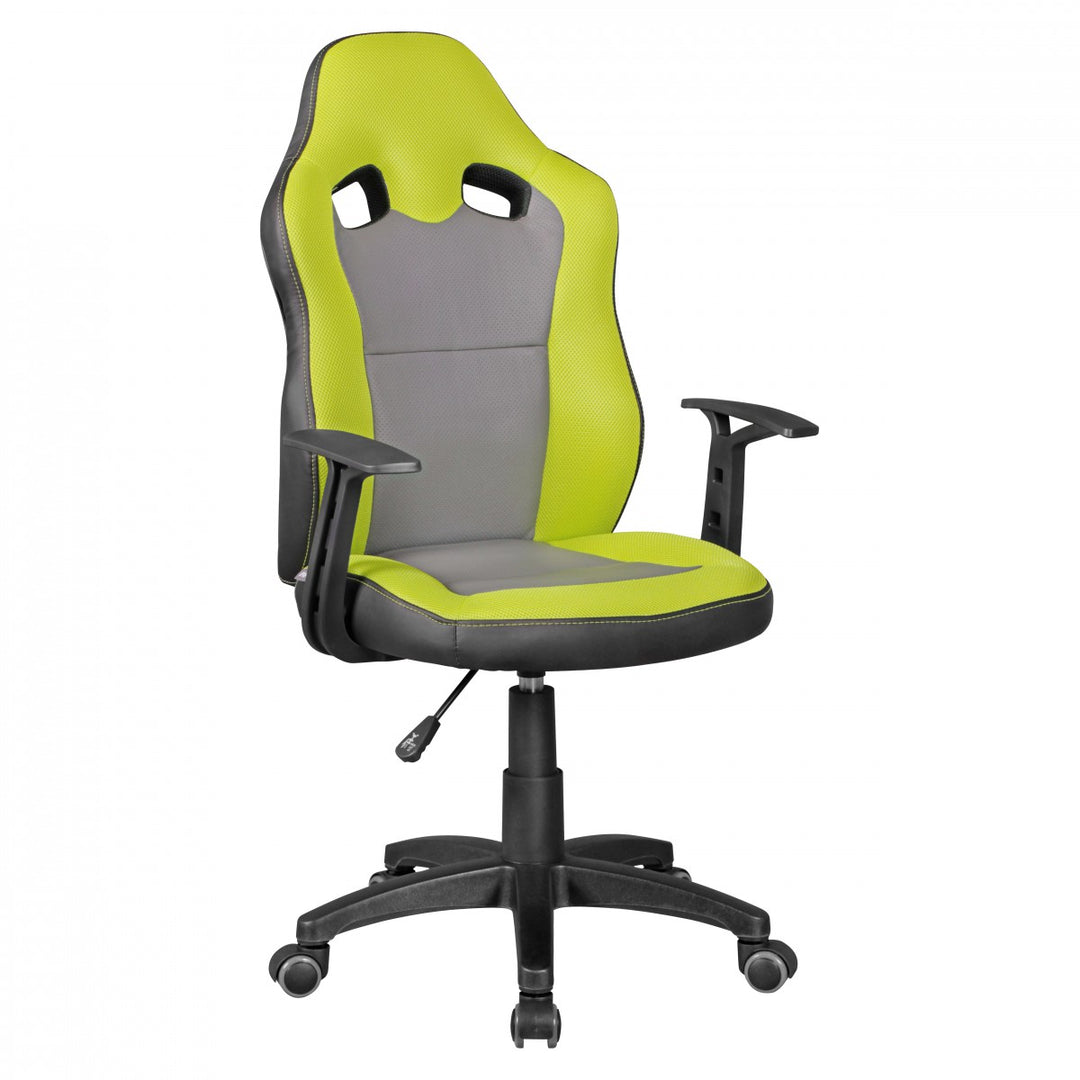 Kinderdrehstuhl FAST_ ergonomisch_ höhenverstellbar_ Racing-Design_ Mesh- und Kunstlederbezug - KADIMA DESIGN_Farbe_ Grün_ Größe_ 60x60x112 cm_