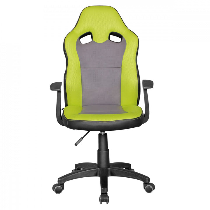 Kinderdrehstuhl FAST_ ergonomisch_ höhenverstellbar_ Racing-Design_ Mesh- und Kunstlederbezug - KADIMA DESIGN_Farbe_ Grün_ Größe_ 60x60x112 cm_