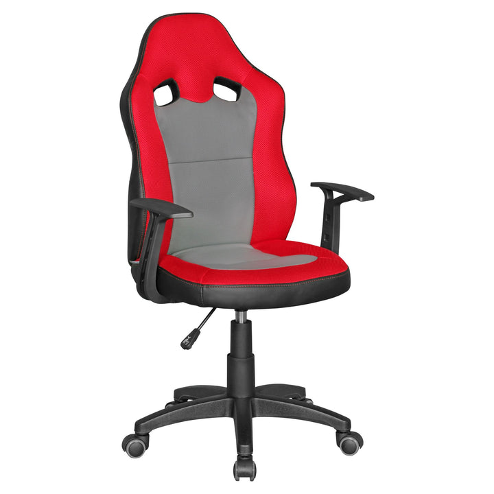 Kinderdrehstuhl FAST_ ergonomisch_ höhenverstellbar_ Racing-Design_ Mesh- und Kunstlederbezug - KADIMA DESIGN_Farbe_ Rot_ Größe_ 60x60x112 cm_