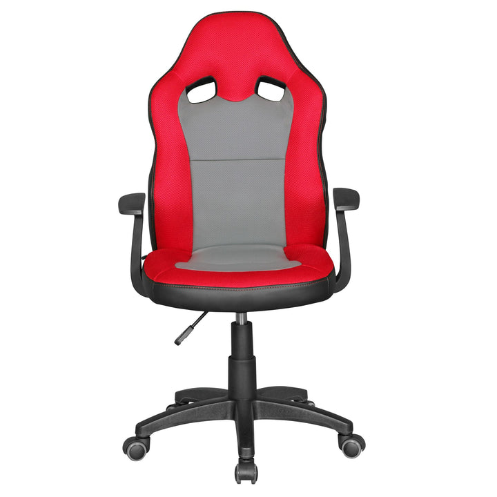 Kinderdrehstuhl FAST_ ergonomisch_ höhenverstellbar_ Racing-Design_ Mesh- und Kunstlederbezug - KADIMA DESIGN_Farbe_ Rot_ Größe_ 60x60x112 cm_