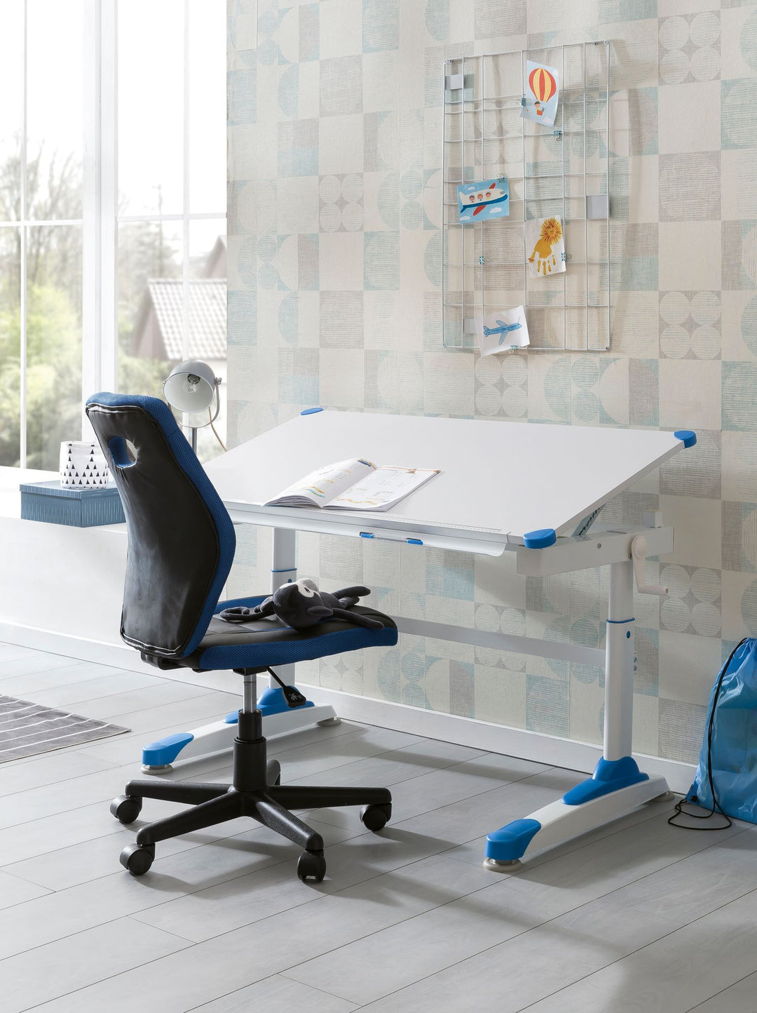 KADIMA DESIGN KOZI Kinderschreibtisch- Stabiler und höhenverstellbarer Schreibtisch für Kinder_Blau_#sku_BARWL5.760#