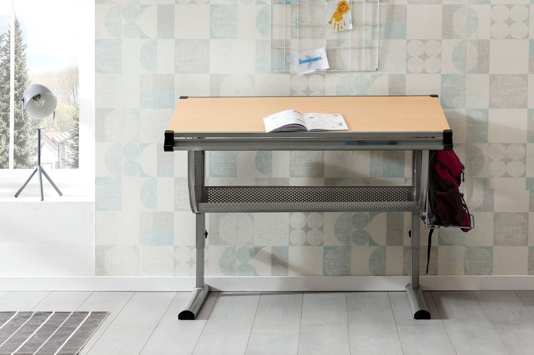 KADIMA DESIGN Schreibtisch KOZI - Höhenverstellbarer Kinderschreibtisch mit neigbarer Tischplatte für gesundes Lernen und Arbeiten_Grau_#sku_BARWL5.125#