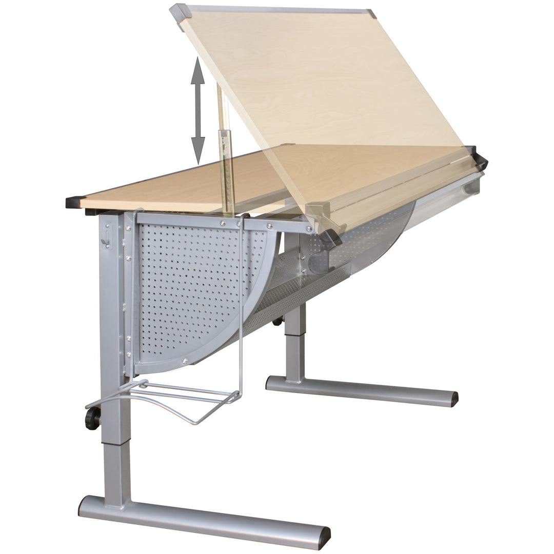KADIMA DESIGN Schreibtisch KOZI - Höhenverstellbarer Kinderschreibtisch mit neigbarer Tischplatte für gesundes Lernen und Arbeiten_Grau_#sku_BARWL5.125#