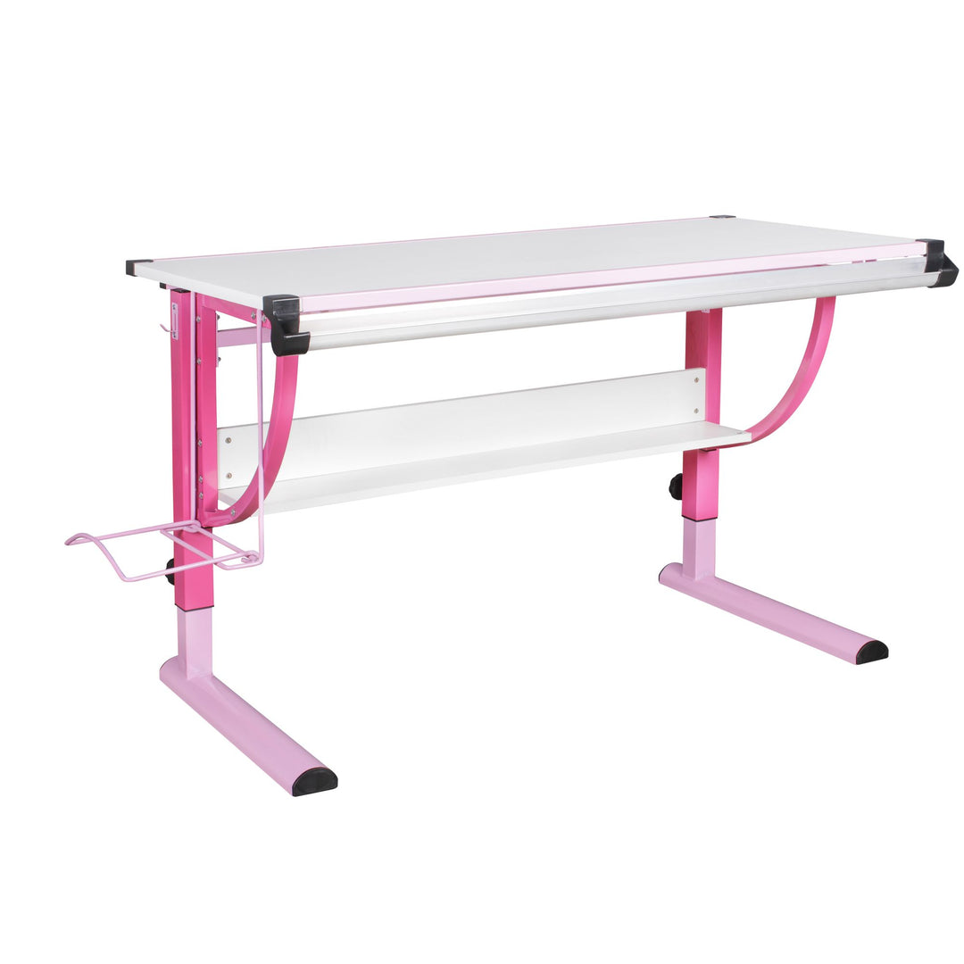 KADIMA DESIGN Schreibtisch KOZI - Höhenverstellbarer Kinderschreibtisch mit neigbarer Tischplatte für gesundes Lernen und Arbeiten_Rosa_#sku_BARWL5.126#