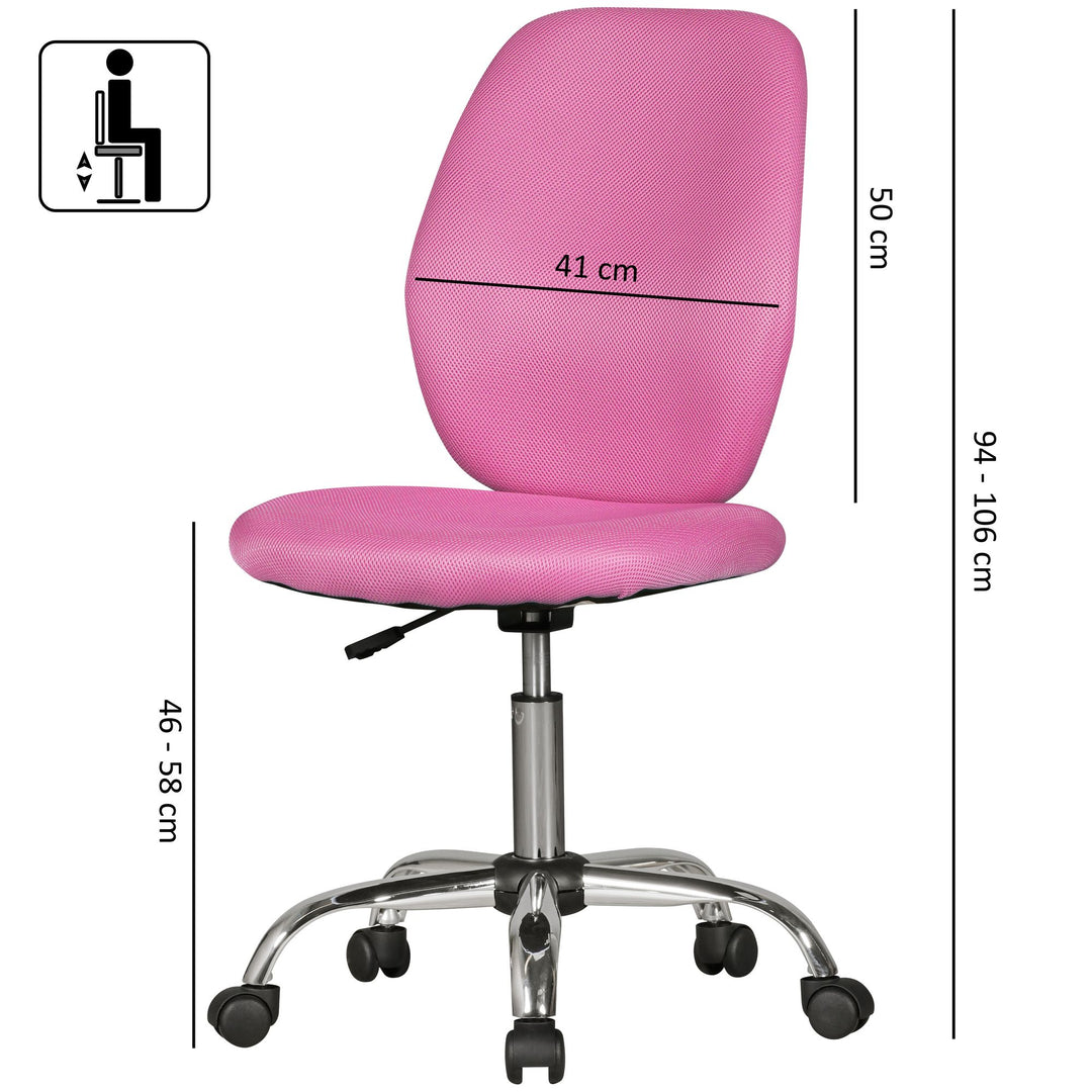 KADIMA DESIGN Kinderschreibtischstuhl in Pink - Stylischer und Moderner Jugenddrehstuhl für Kinder mit Einstellbarer Sitzhöhe und Hoher Rückenlehne_Rosa_#sku_BARSPM1.393#