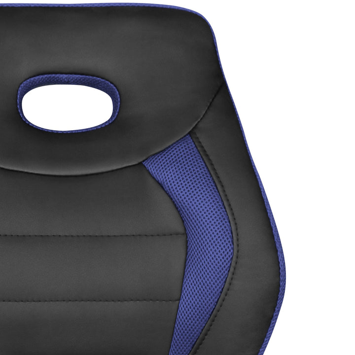 Jugenddrehstuhl_ hohe Rückenlehne_ Schulterunterstützung_ Kunstleder und Mesh_ max. 60 kg Belastbarkeit - KADIMA DESIGN_Farbe_ Blau_ Größe_ 63x63x103 cm_