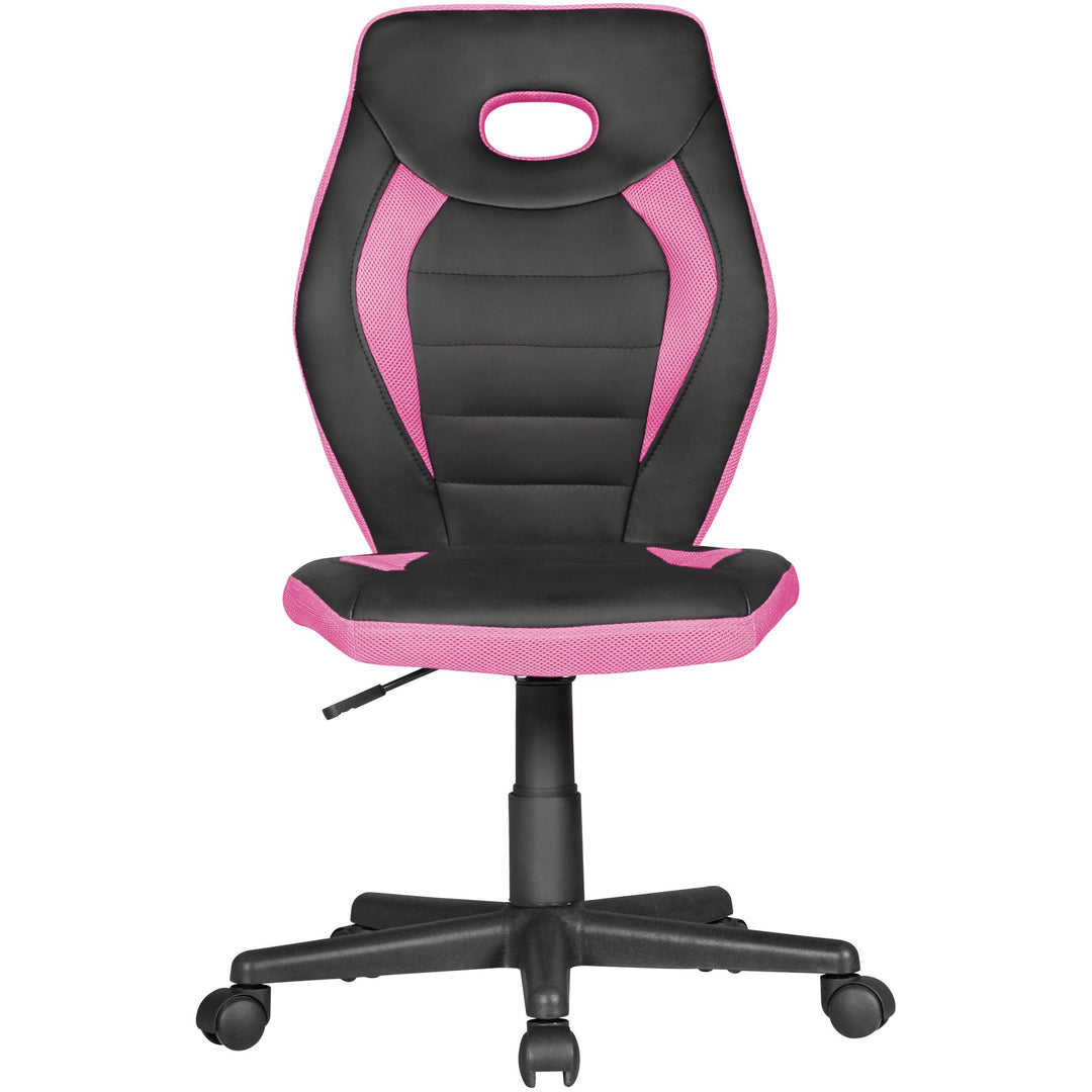 Jugenddrehstuhl_ hohe Rückenlehne_ Schulterunterstützung_ Kunstleder und Mesh_ max. 60 kg Belastbarkeit - KADIMA DESIGN_Farbe_ Rosa_ Größe_ 63x63x103 cm_