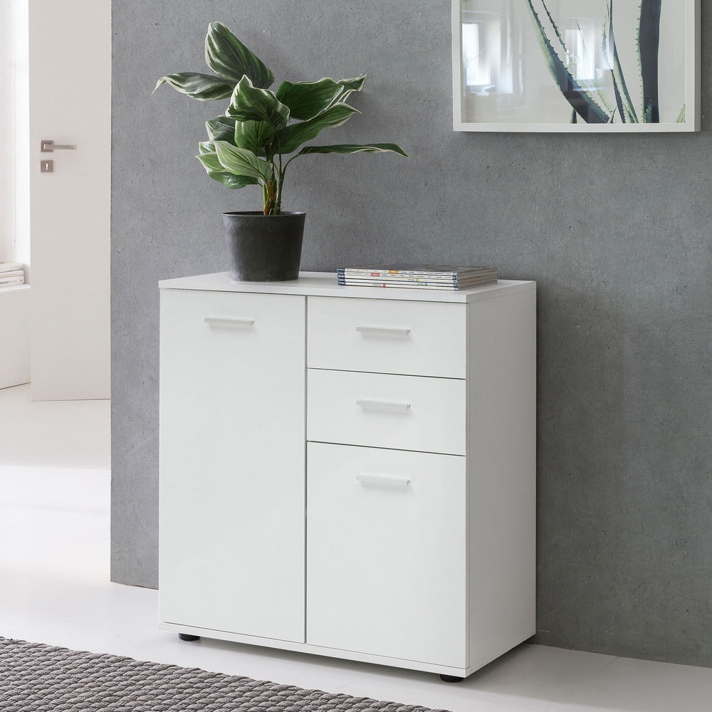 Kommode Sideboard_ 2 Türen und 2 Schubladen_ kratzfeste Melaminharz-Beschichtung - KADIMA DESIGN_Größe_ 71x36x78 cm_
