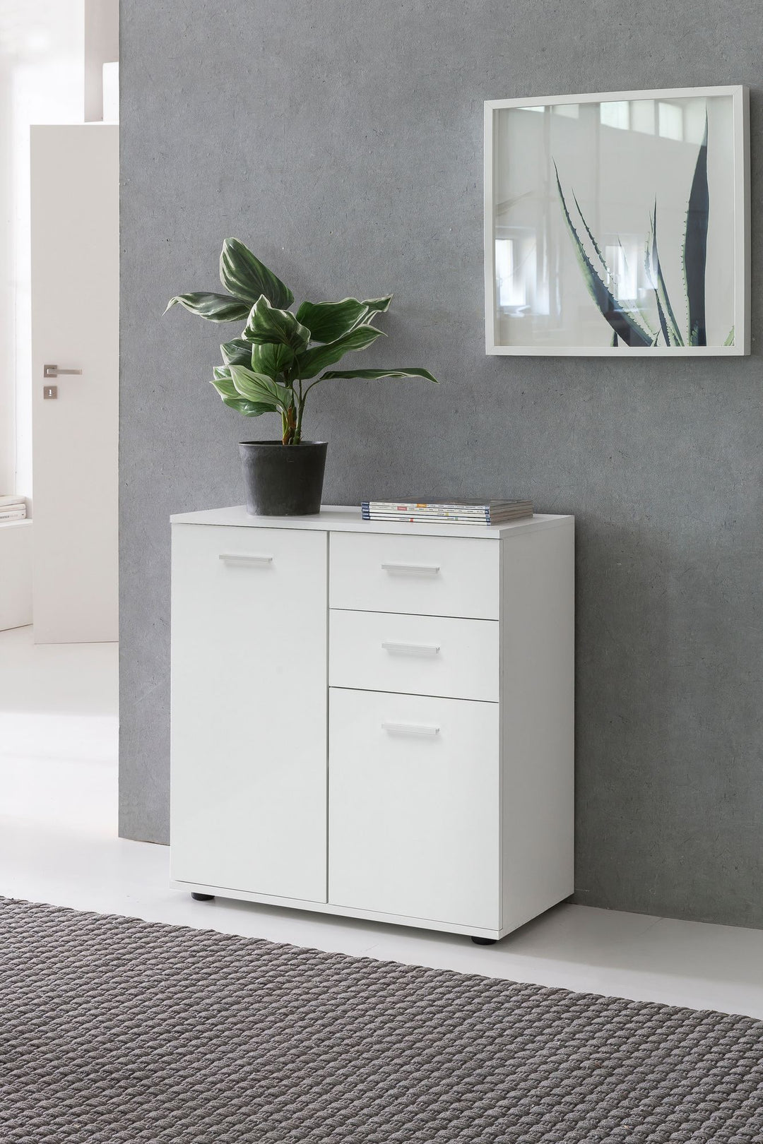 Kommode Sideboard_ 2 Türen und 2 Schubladen_ kratzfeste Melaminharz-Beschichtung - KADIMA DESIGN_Größe_ 71x36x78 cm_