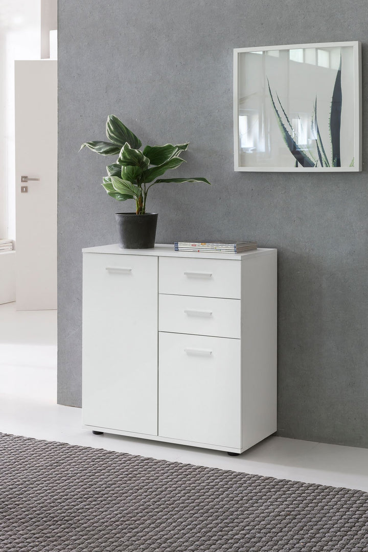 Kommode Sideboard_ 2 Türen und 2 Schubladen_ kratzfeste Melaminharz-Beschichtung - KADIMA DESIGN_Größe_ 71x36x78 cm_