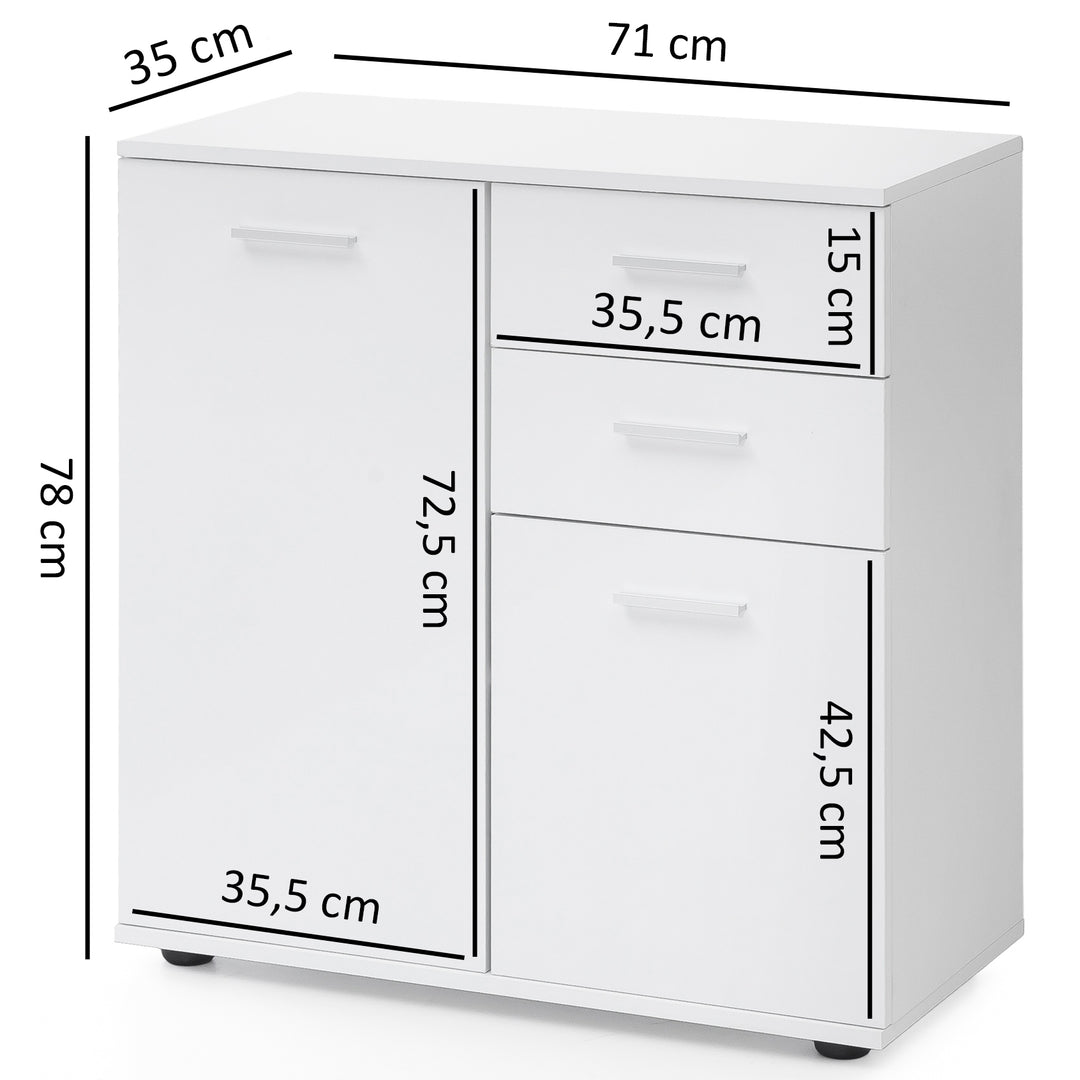 Kommode Sideboard_ 2 Türen und 2 Schubladen_ kratzfeste Melaminharz-Beschichtung - KADIMA DESIGN_Größe_ 71x36x78 cm_