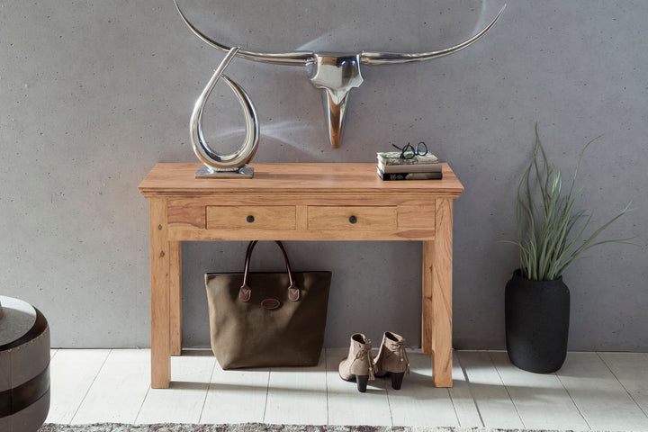 Multifunktionale Konsole im Landhausstil_ Akazienholz_ 110x40 cm - Platzsparend - KADIMA DESIGN_Größe_ 110x40x76 cm_