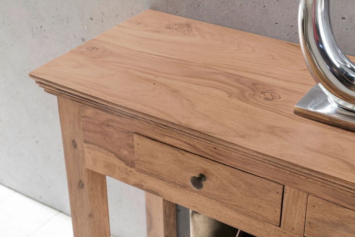Multifunktionale Konsole im Landhausstil_ Akazienholz_ 110x40 cm - Platzsparend - KADIMA DESIGN_Größe_ 110x40x76 cm_