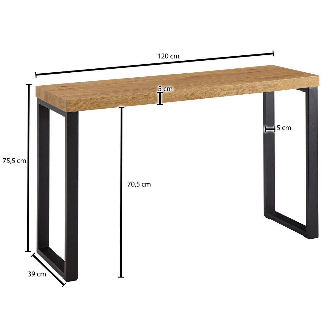 Konsolentisch in modernem Design_ Eiche-Optik_ Große Ablagefläche - KADIMA DESIGN_Größe_ 120x39x76 cm_