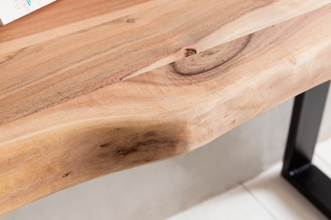 Landhausstil Konsolentisch Akazienholz - Vielseitig_ Robuste Metallfüße_ Unbehandeltes Holz_ Kompakt_ KADIMA DESIGN_Größe_ 120x45x75 cm_