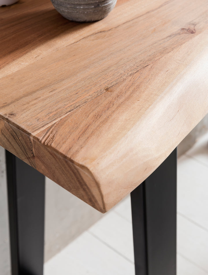Landhausstil Konsolentisch Akazienholz - Vielseitig_ Robuste Metallfüße_ Unbehandeltes Holz_ Kompakt_ KADIMA DESIGN_Größe_ 120x45x75 cm_