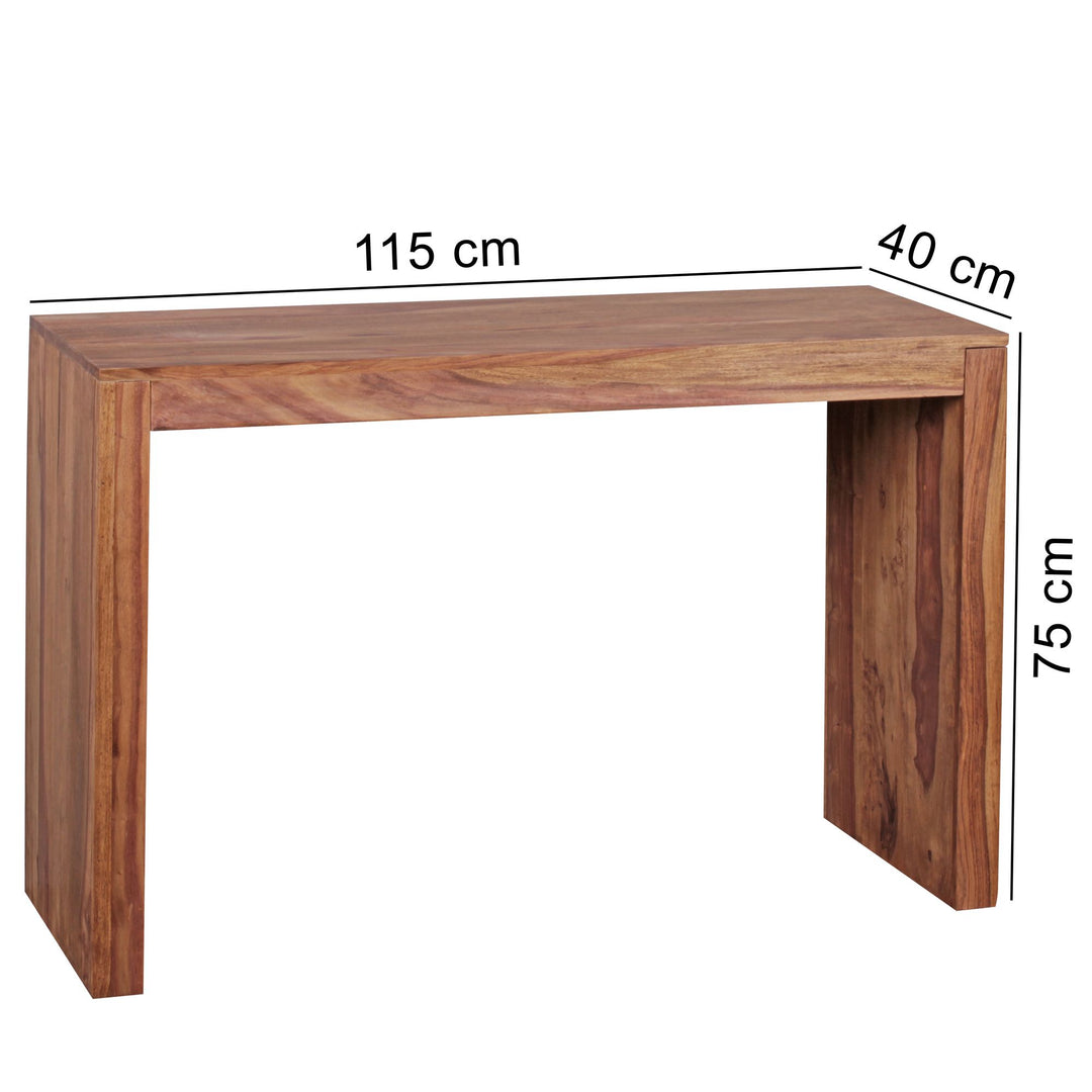 Konsolentisch Massivholz Sheesham - Platzsparend_ vielseitig_ Stabiles Standbein_ Landhausstil_ KADIMA DESIGN_Größe_ 115x40x75 cm_