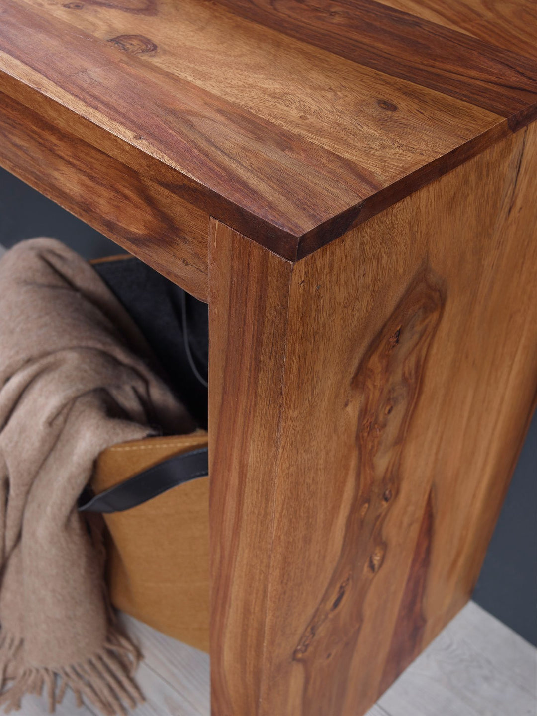 Konsolentisch Massivholz Sheesham - Platzsparend_ vielseitig_ Stabiles Standbein_ Landhausstil_ KADIMA DESIGN_Größe_ 115x40x75 cm_