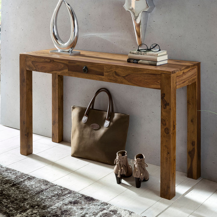 Konsolentisch &amp;quot;NAKO&amp;quot;_ Landhausstil_ Schublade_ Akazienholz_ 40 cm Tiefe_ vielseitig einsetzbar - KADIMA DESIGN_Farbe_ Braun_ Größe_ 120x40x70 cm_