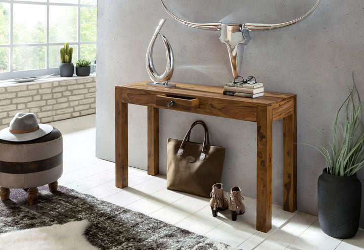 Konsolentisch &amp;quot;NAKO&amp;quot;_ Landhausstil_ Schublade_ Akazienholz_ 40 cm Tiefe_ vielseitig einsetzbar - KADIMA DESIGN_Farbe_ Braun_ Größe_ 120x40x70 cm_