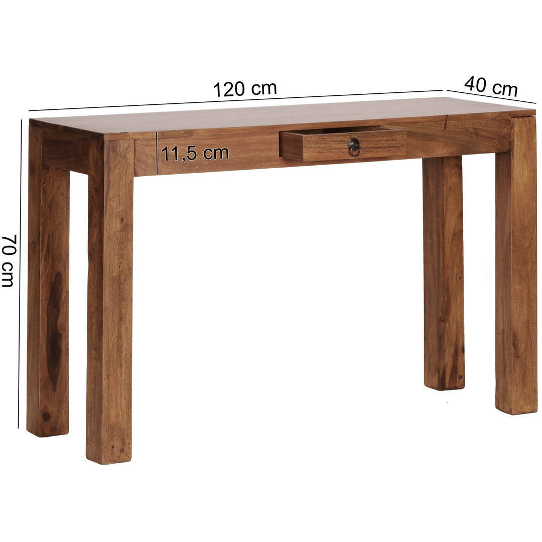 Konsolentisch &quot;NAKO&quot;_ Landhausstil_ Schublade_ Akazienholz_ 40 cm Tiefe_ vielseitig einsetzbar - KADIMA DESIGN_Farbe_ Braun_ Größe_ 120x40x70 cm_