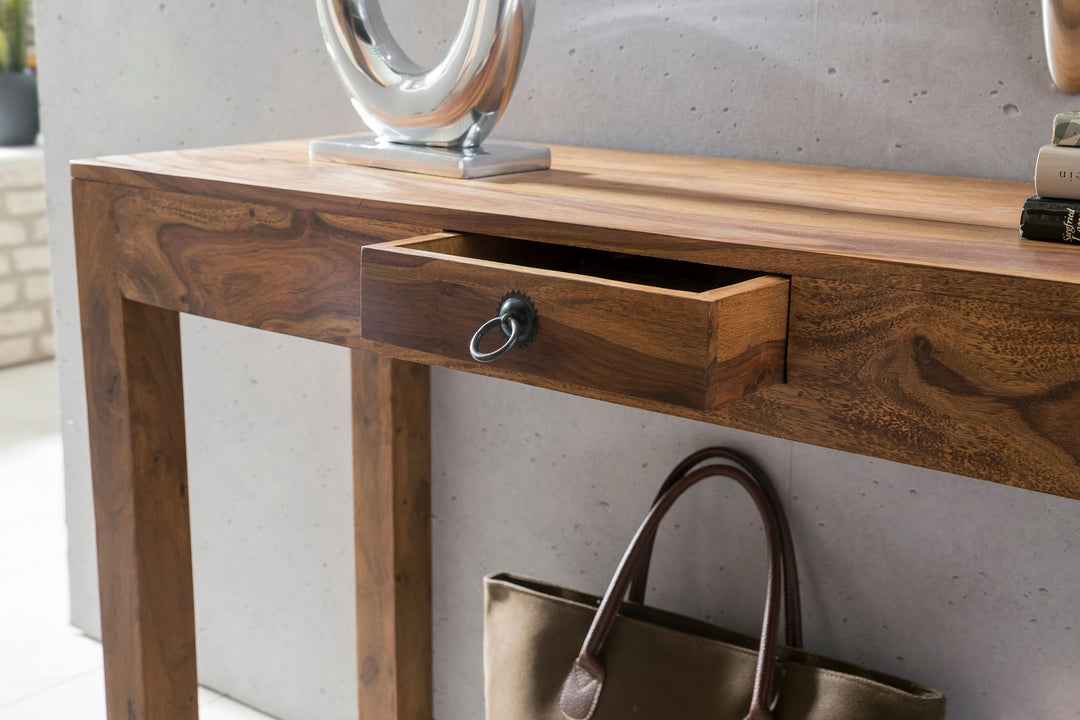 Konsolentisch &quot;NAKO&quot;_ Landhausstil_ Schublade_ Akazienholz_ 40 cm Tiefe_ vielseitig einsetzbar - KADIMA DESIGN_Farbe_ Braun_ Größe_ 120x40x70 cm_