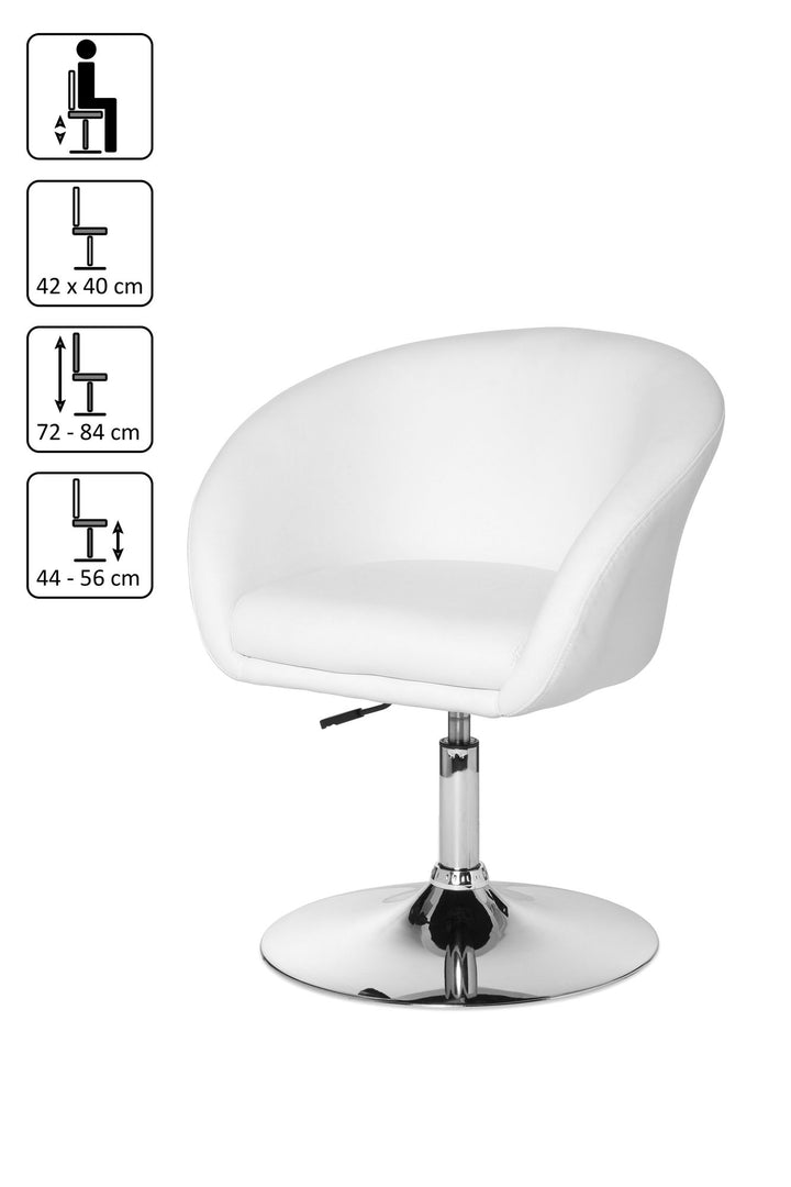Loungesessel LIFT_ Retro-Design_ verstellbare Sitzhöhe_ Trompetenfuß_ in Schwarz oder Weiß - KADIMA DESIGN_Farbe_ Weiß_ Größe_ 62x55x84 cm_