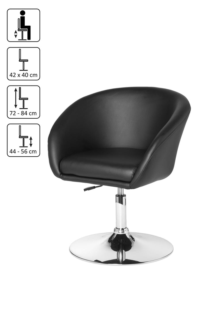 Loungesessel LIFT_ Retro-Design_ verstellbare Sitzhöhe_ Trompetenfuß_ in Schwarz oder Weiß - KADIMA DESIGN_Farbe_ Schwarz_ Größe_ 62x55x84 cm_#sku_BARSPM2.157#