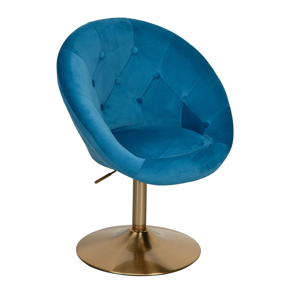 Chesterfield-Loungesessel ADDA_ 360° Drehfunktion_ Samtbezug_ Trompetenfuß_ 67x80-100x62 cm_ Rosa/Blau/Grau - KADIMA DESIGN_Farbe_ Blau_ Größe_ 67x62x100 cm_