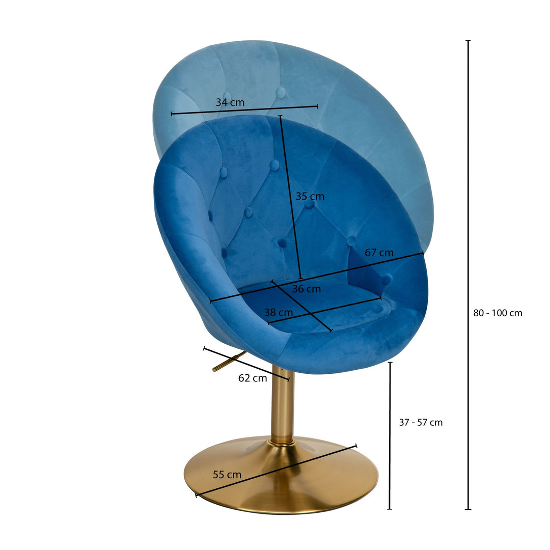 KADIMA DESIGN Chesterfield-Loungesessel ADDA mit 360° Drehfunktion und Samtbezug_Blau_#sku_BARWL6.301#