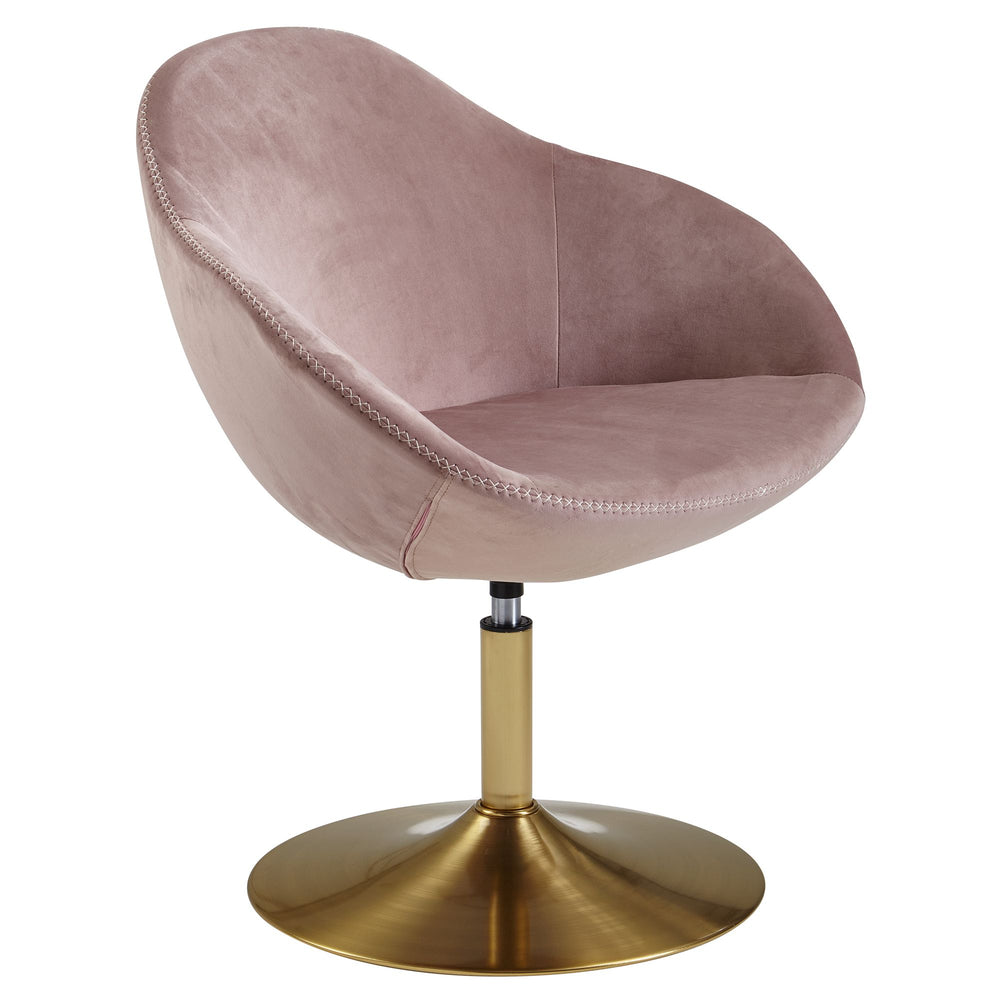 Loungesessel_ Bequem_ Drehfunktion_ grün-gold_ Trompetenfuß_ 360° drehbar_ Samtbezug_ Polyester - KADIMA DESIGN_Farbe_ Rosa_ Größe_ 70x70x79 cm_