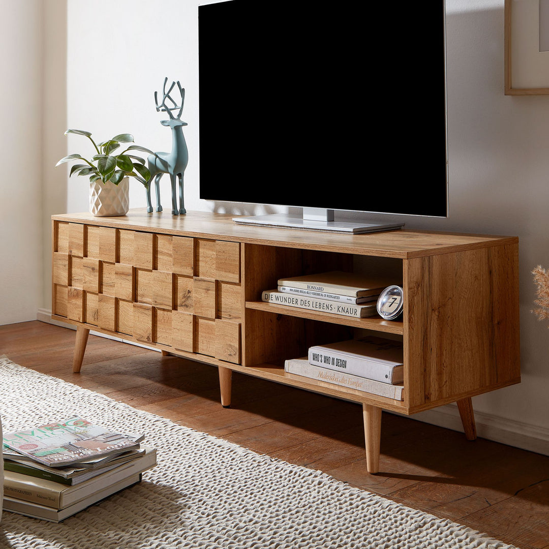 Eichen-Dekor Lowboard_ TV-Unterschrank_ Aufbewahrung_ bis 70-Zoll TV - KADIMA DESIGN_Größe_ 160x40x51 cm_