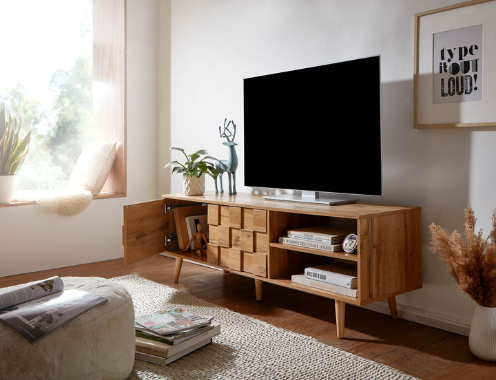 Eichen-Dekor Lowboard_ TV-Unterschrank_ Aufbewahrung_ bis 70-Zoll TV - KADIMA DESIGN_Größe_ 160x40x51 cm_