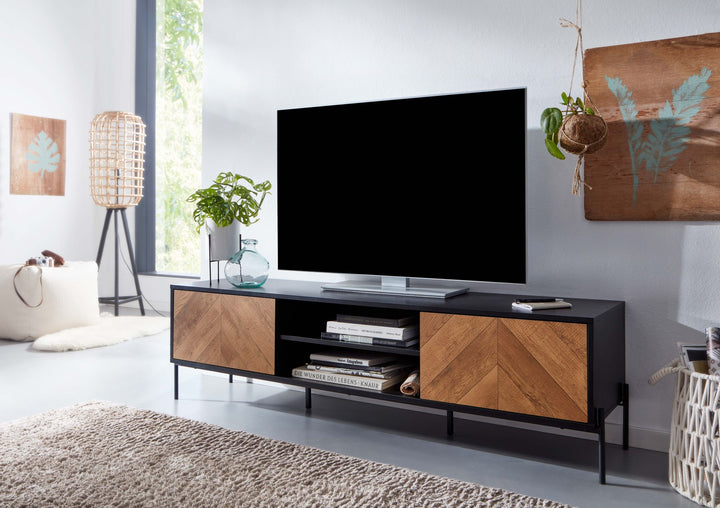 Modernes TV-Lowboard_ V-Muster_ Für 70-Zoll Fernseher_ Anti-Rutsch-Noppen - KADIMA DESIGN_Größe_ 163x40x45 cm_