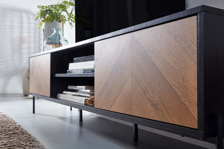 Modernes TV-Lowboard_ V-Muster_ Für 70-Zoll Fernseher_ Anti-Rutsch-Noppen - KADIMA DESIGN_Größe_ 163x40x45 cm_