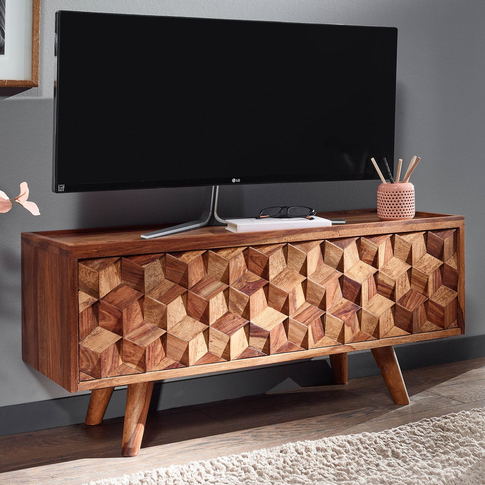TV-Kommode &quot;Oasis&quot;_ Sheesham-Massivholz_ bis 50-Zoll_ Kabeldurchlass_ Langlebig - KADIMA DESIGN_Größe_ 92x35x44 cm_